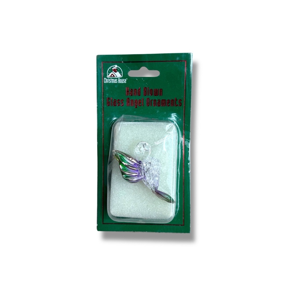 Christmas House Glass Hummingbird Ornament Hand Blown Iridescent Holiday‎ Decor